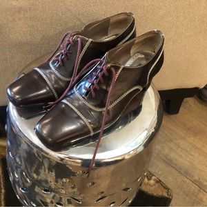 Anne Klein Brown Lace Up Heeled Oxfords